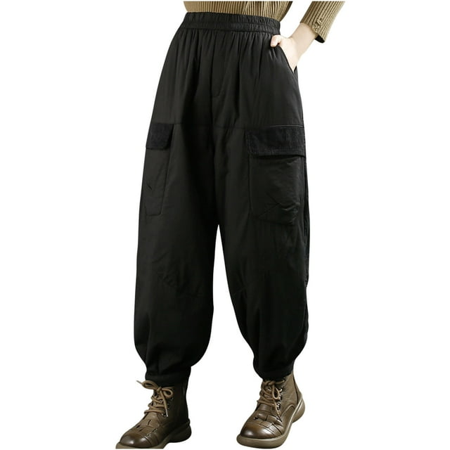 Hfyihgf Women's Padded Quilted Thermal Pant Trousers Winter Windproof