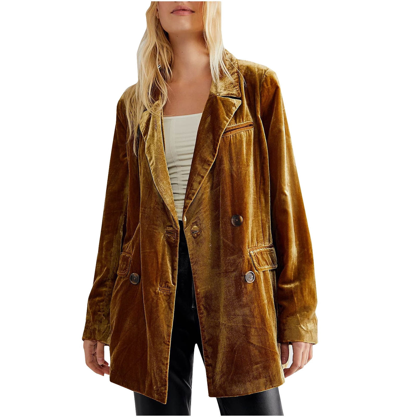 Orange velvet jacket womens top