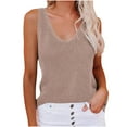 thumbnail image 1 of Hfyihgf Women's Summer Knit Sweater Vest Sleeveless Casual Trendy V-Neck Hollow Out Pullover Beach Vacation Tank Tops(Khaki,XXL), 1 of 1
