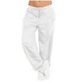 thumbnail image 1 of Hfyihgf Women's Sweatpants Drawstring Low Waisted Athletic Joggers Lounge Pants Solid Color Wide Leg Yoga Trousers with Pockets(Z1-White,S), 1 of 8