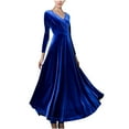 thumbnail image 1 of Hfyihgf Women's V Neck Velvet Maxi Dress Elegant Long Sleeves Tunic High Waist Solid Color Cocktail Dress Evening Formal Gown(Blue,XL), 1 of 5