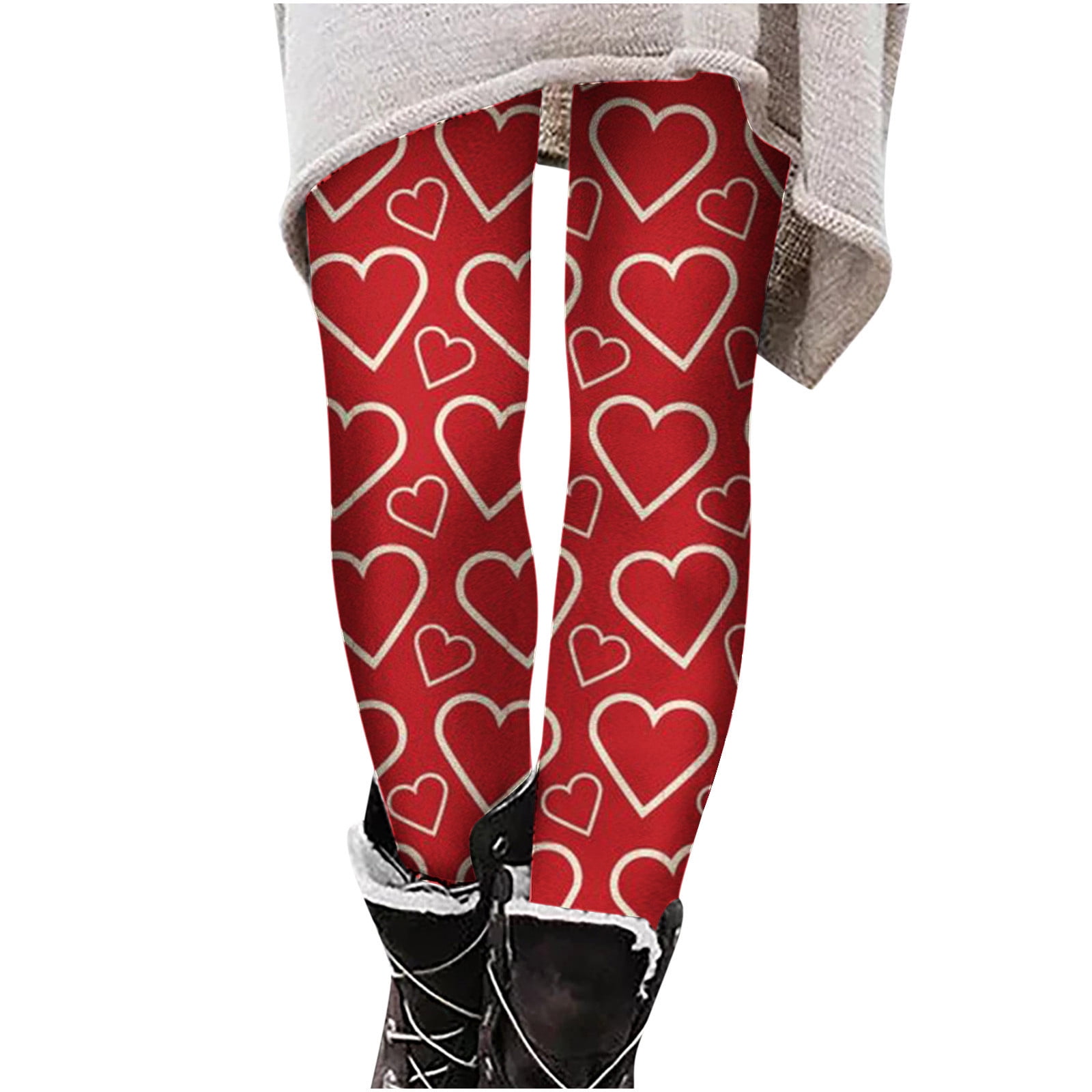 Hfyihgf Valentine's Day Leggings for Womens High Waisted Love Heart Print  Yoga Pants Tummy Control Butt Lift Gym Joggers(Red,3XL) 
