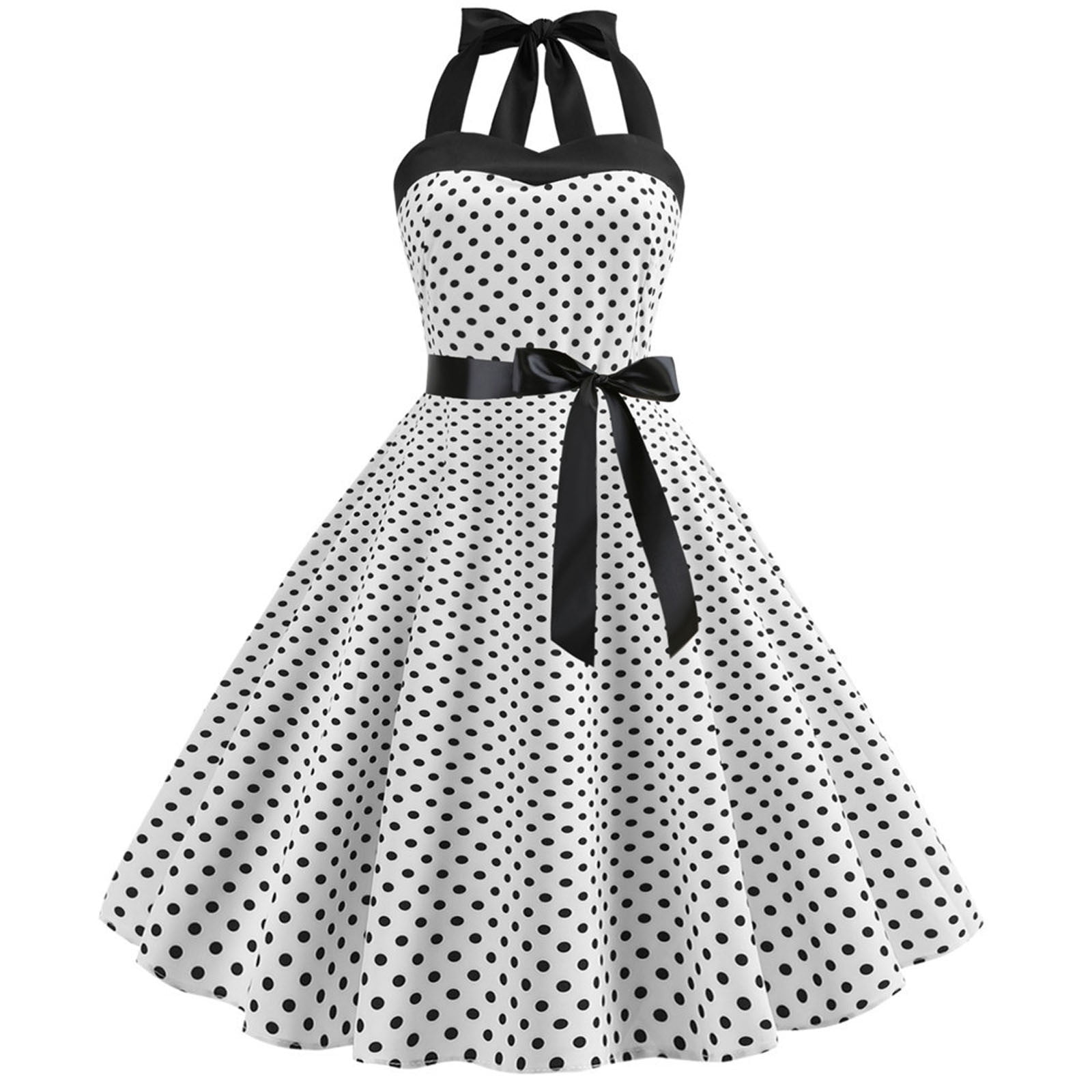 CWCWFHZH Women Polka Dot Retro Vintage Style Cocktail Party Swing Dress  1950s Fit and Flare Sleeveless Rockabilly Tea Dress Navy : :  Clothing, Shoes & Accessories