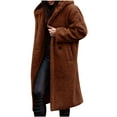 thumbnail image 1 of Hfyihgf Women's Winter Coats Fuzzy Fleece Long Hooded Jackets Button Down Sherpa Faux Fur Warm Long Outwear with Pockets Brown S, 1 of 7