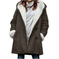 thumbnail image 1 of Hfyihgf Women's Winter Warm Sherpa Lined Fleece Hooded Coats Long Sleeve Outerwear Plus Size Faux Suede Pea Cotton Overcoat Dark Gray XL, 1 of 4