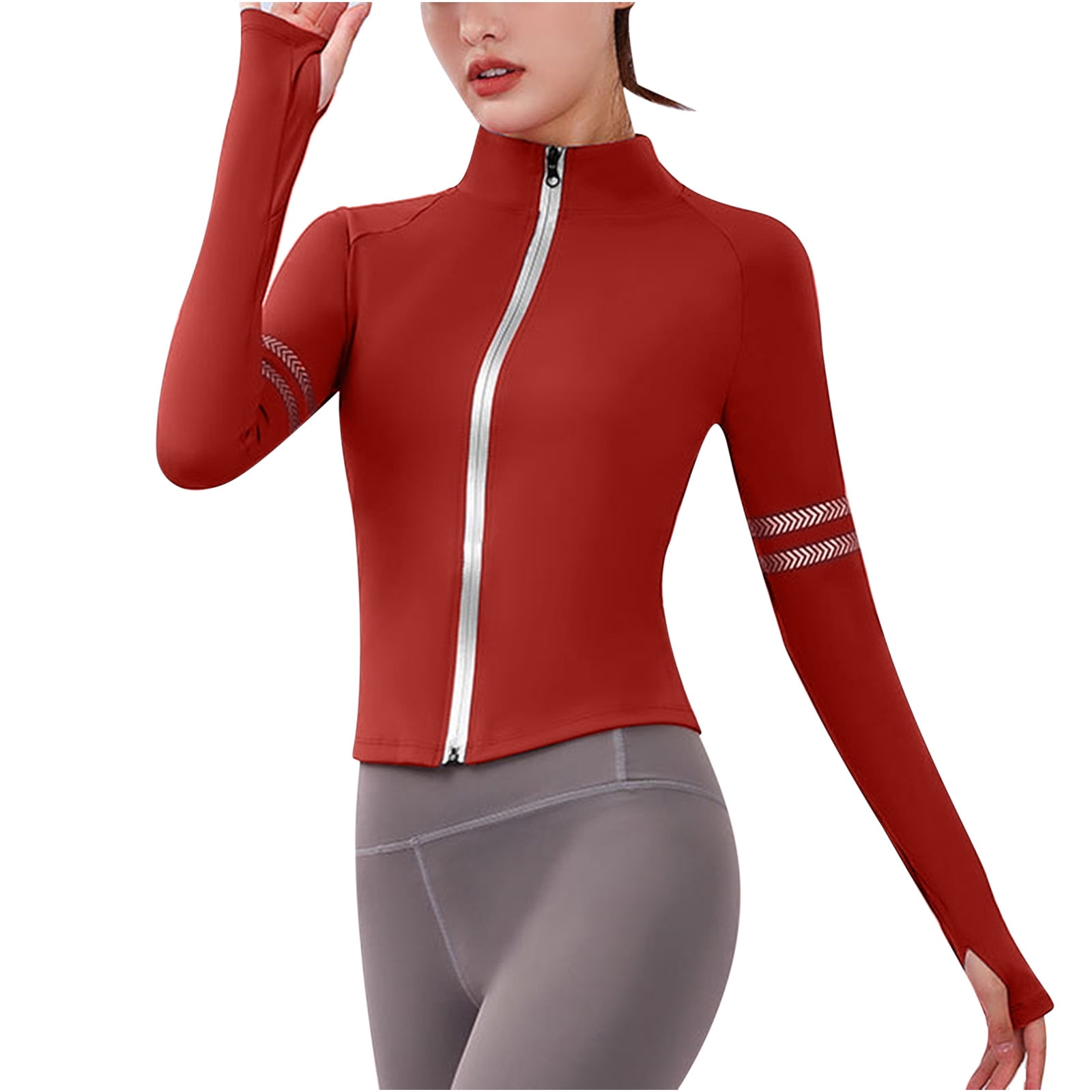 Hfyihgf Women s Workout Jacket Yoga Running Slim Fit Stretchy Full