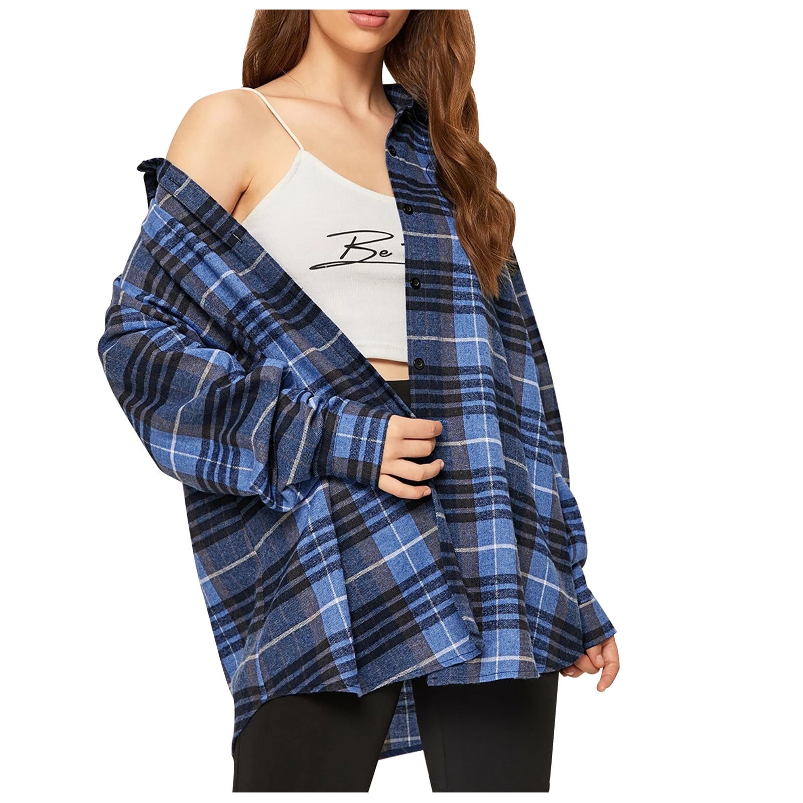 Blue buffalo plaid clearance shirt womens