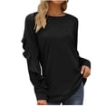 thumbnail image 1 of Hfyihgf Womens Crewneck Sweatshirts Long Sleeve Casual Tops with Ruffle Sleeve Fall Winter Clothes Soft Trendy Pullover Shirts(Black,L), 1 of 8