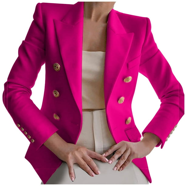 Hfyihgf Womens Double Breasted Blazers Casual Long Sleeve Lapel Open