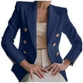 thumbnail image 1 of Hfyihgf Womens Double Breasted Blazers Casual Long Sleeve Lapel Open Front Blazer Jackets Slim Fit Work Suits Coat Navy L, 1 of 6
