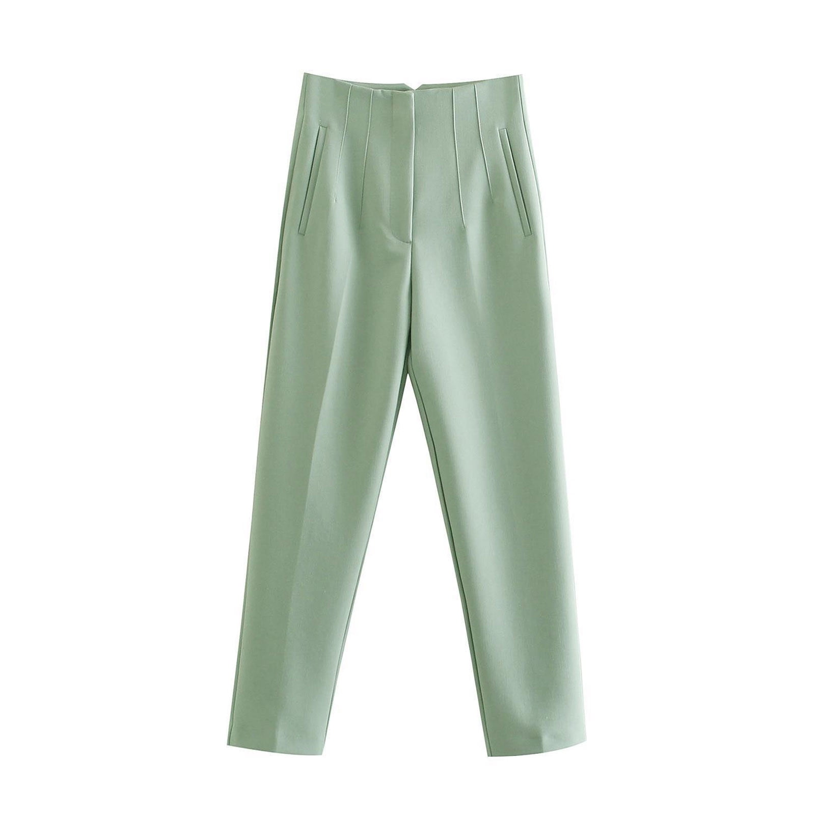 Women's Green Wide-Leg Trousers – High Waist | Formal & Casual Wear | Comfort Fit main image 0