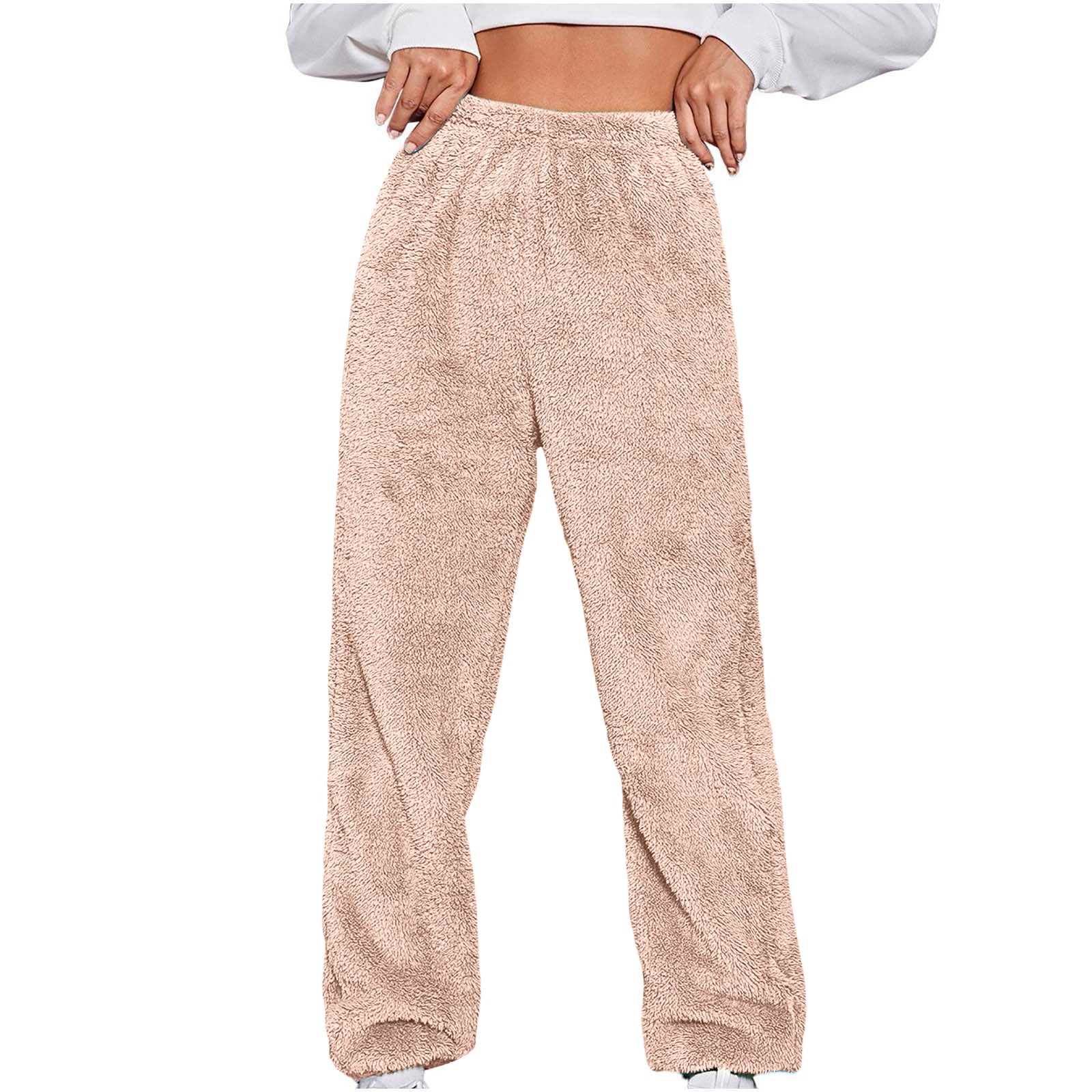 Hfyihgf Womens Fuzzy Fleece Pants Winter Warm Thicken Jogger Athletic  Sweatpants for Ladies Comfy Soft Plush Pajama Pants Plus Size(Dark Gray,XL)  