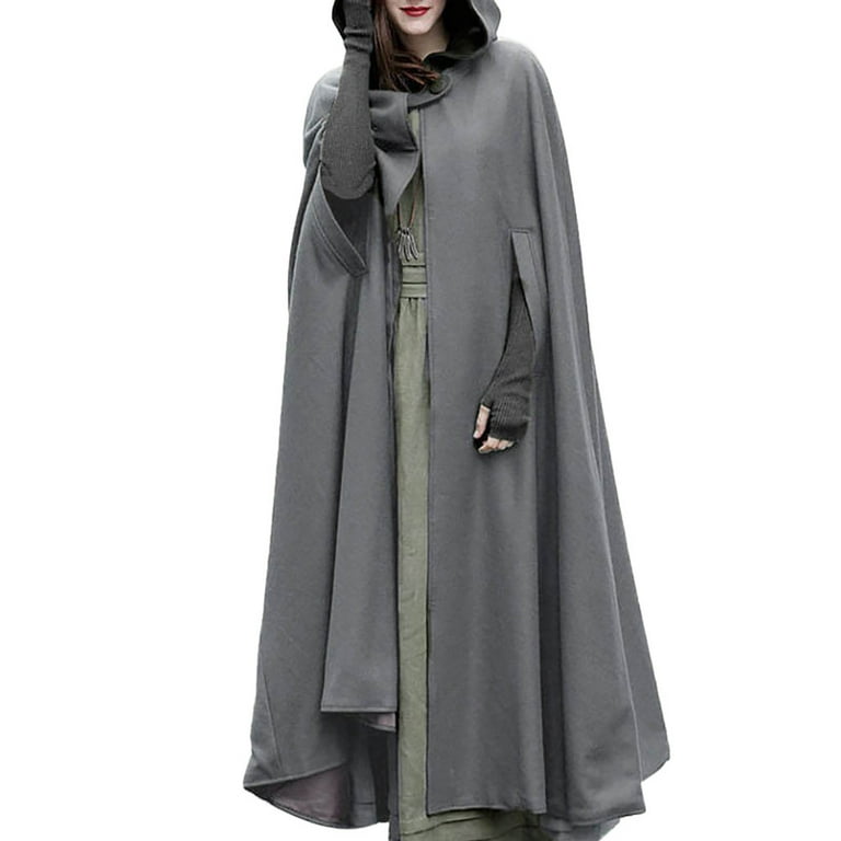 Hfyihgf Womens Gothic Hooded Open Front Poncho Cape Coat Winter