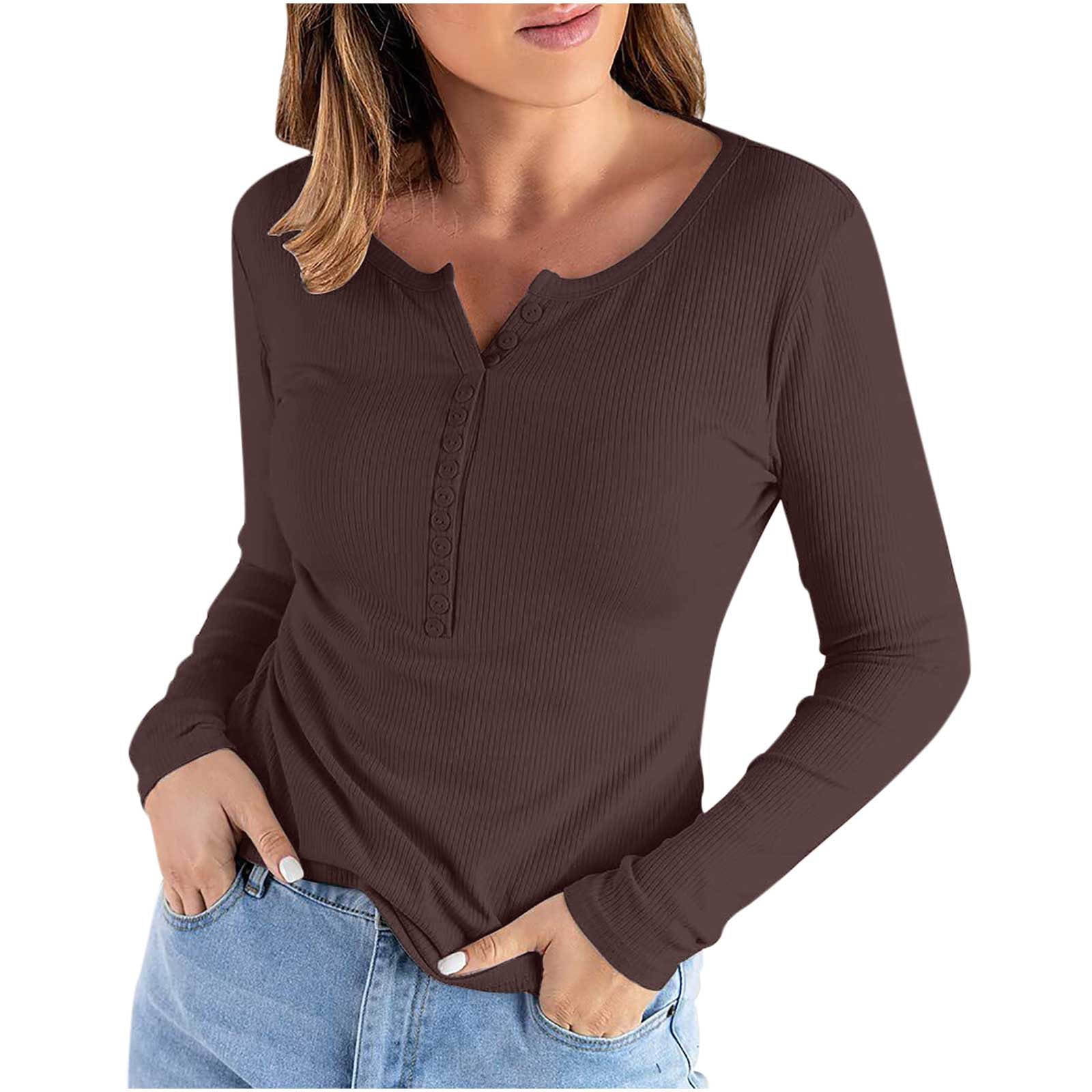 Women Compression Shirt Woman Shirt Solid Long Sleeved Spring Autumn  Cardigan Shirt for Clothing New Henley Tshirt