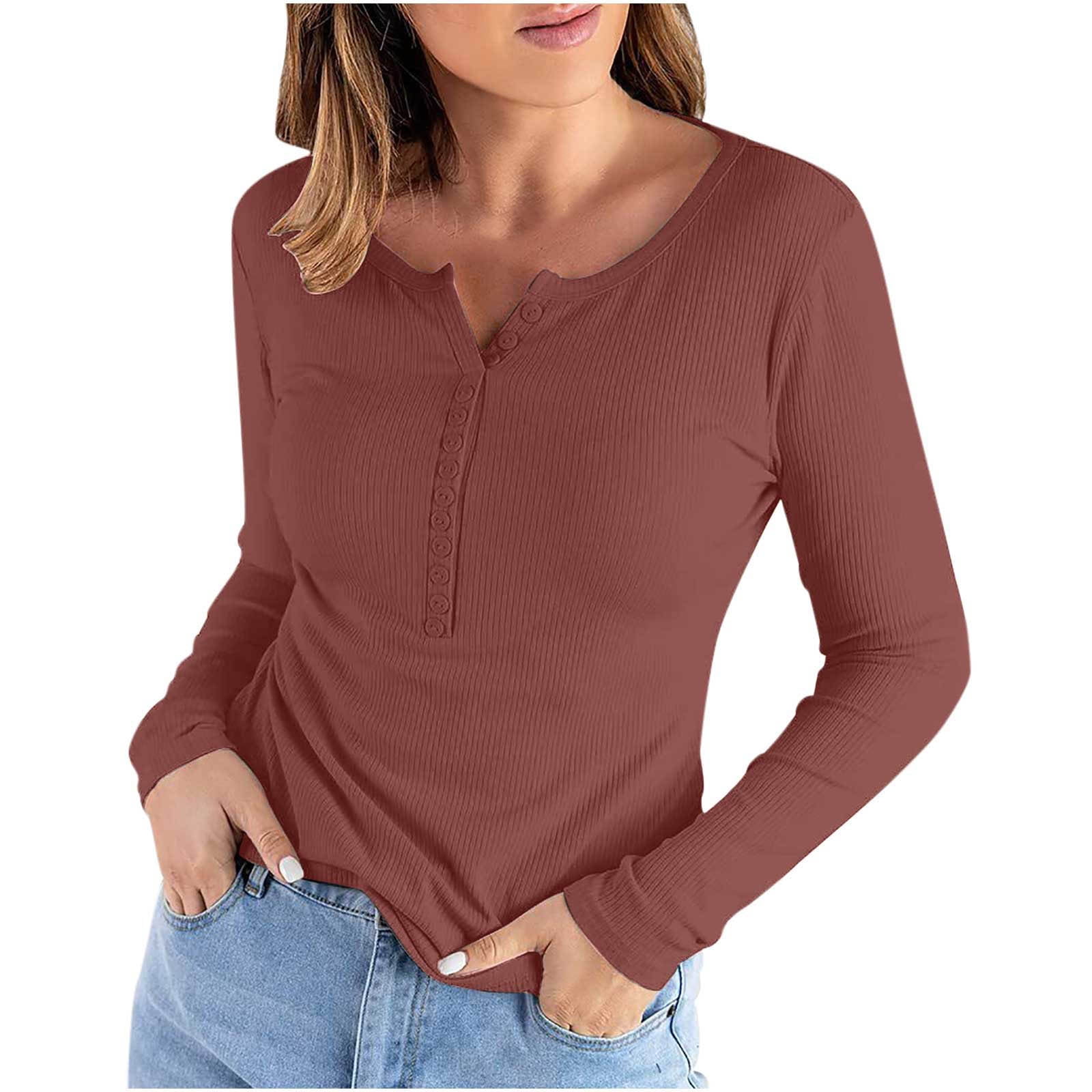 Lightweight Ribbed Knit Ladies Long Sleeve Henley Shirt - China Henley and  Henley Shirt price