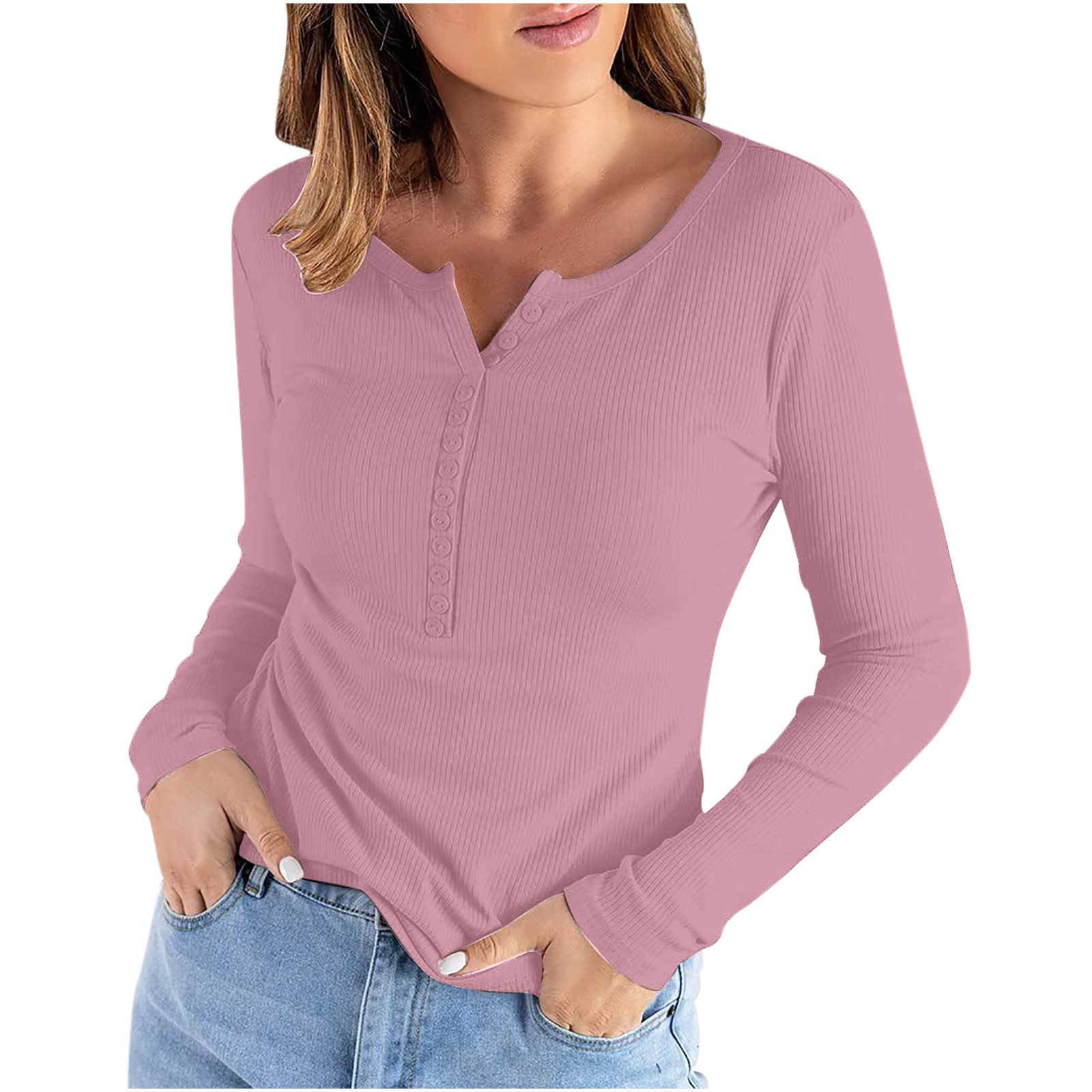 Pink henley hotsell shirt women's