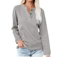 thumbnail image 1 of Hfyihgf Womens Henley Shirts V Neck Long Sleeve Button Down Tops Casual Loose Waffle Knit Tees Gray L, 1 of 8