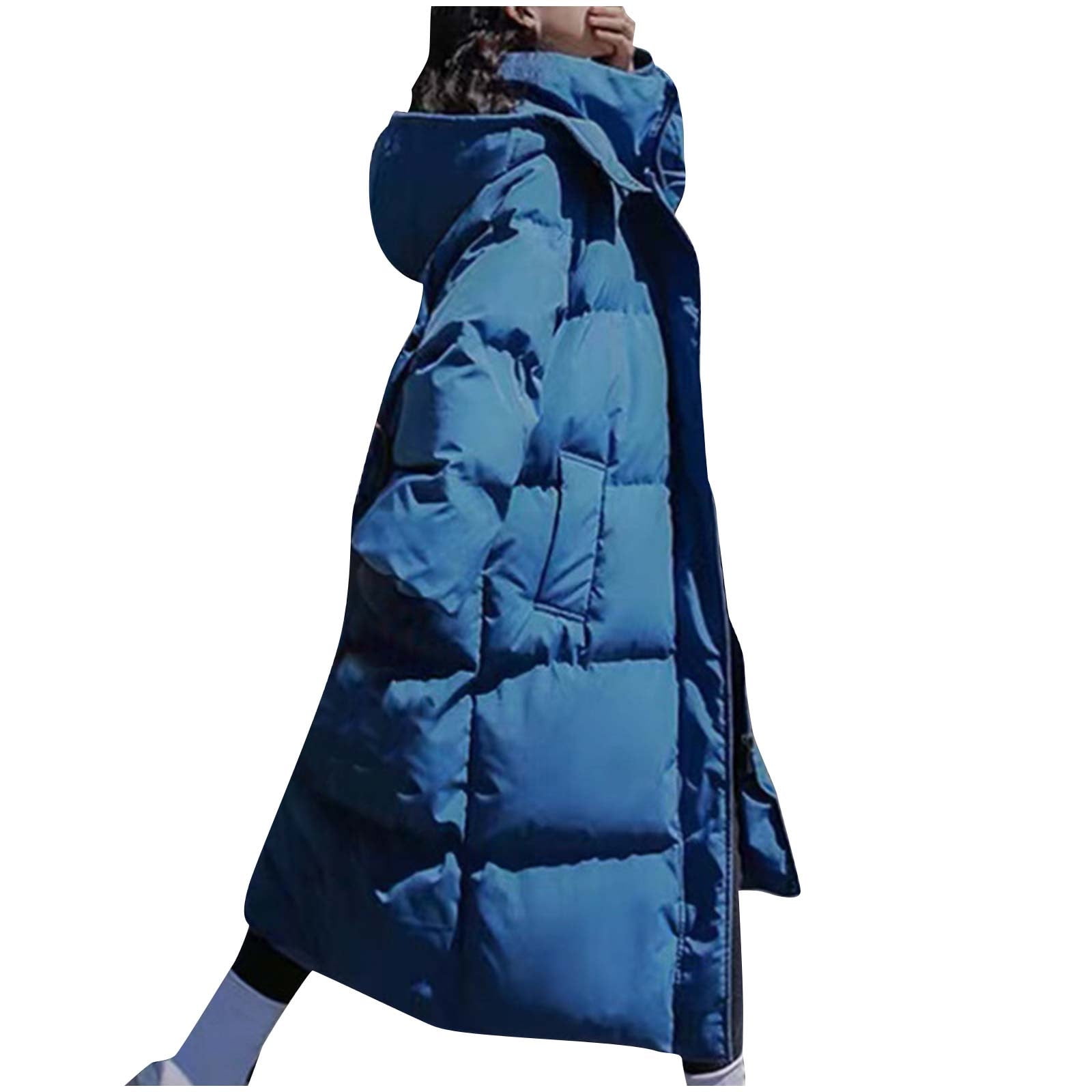 Hfyihgf Womens Hooded Long Quilted Coat Maxi Length Long Sleeve Zip Up Puffer Jacket Warm Padded 9388