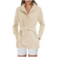 thumbnail image 1 of Hfyihgf Womens Jacket Belted Casual Long Sleeve Wrap Trench Coat 2024 Fall Trendy Button Up Dressy Outerwear with Pockets(Khaki,L), 1 of 5