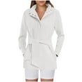 thumbnail image 1 of Hfyihgf Womens Jacket Belted Casual Long Sleeve Wrap Trench Coat 2024 Fall Trendy Button Up Dressy Outerwear with Pockets(White,M), 1 of 5