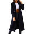 thumbnail image 1 of Hfyihgf Womens Notched Lapel Collar Double Breasted Pea Coat Winter Wool Blend Overcoats Long Jackets Black S, 1 of 8