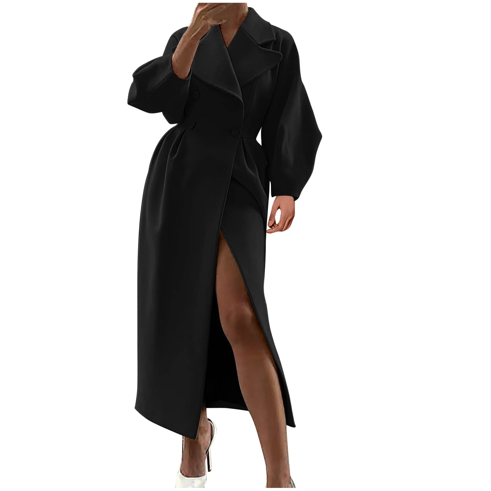 Men's Trench Coat - Notched Lapel Single Breasted Long Peacoat For Winter