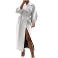 thumbnail image 1 of Hfyihgf Womens Oversized Long Trench Coat Puff Long Sleeve Notch Lapel Wool Peacoat Trendy Winter Warm Button Down High Waist Overcoat(White,M), 1 of 6