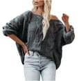 thumbnail image 1 of Hfyihgf Womens Oversized Sweater Long Sleeve Off Shoulder Pullover Sweaters Batwing Sleeve Cable Knit Slouchy Tops(Gray,S), 1 of 5