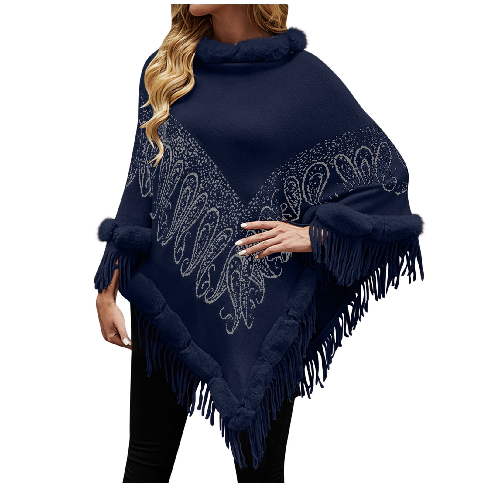 Navy blue poncho sweater online