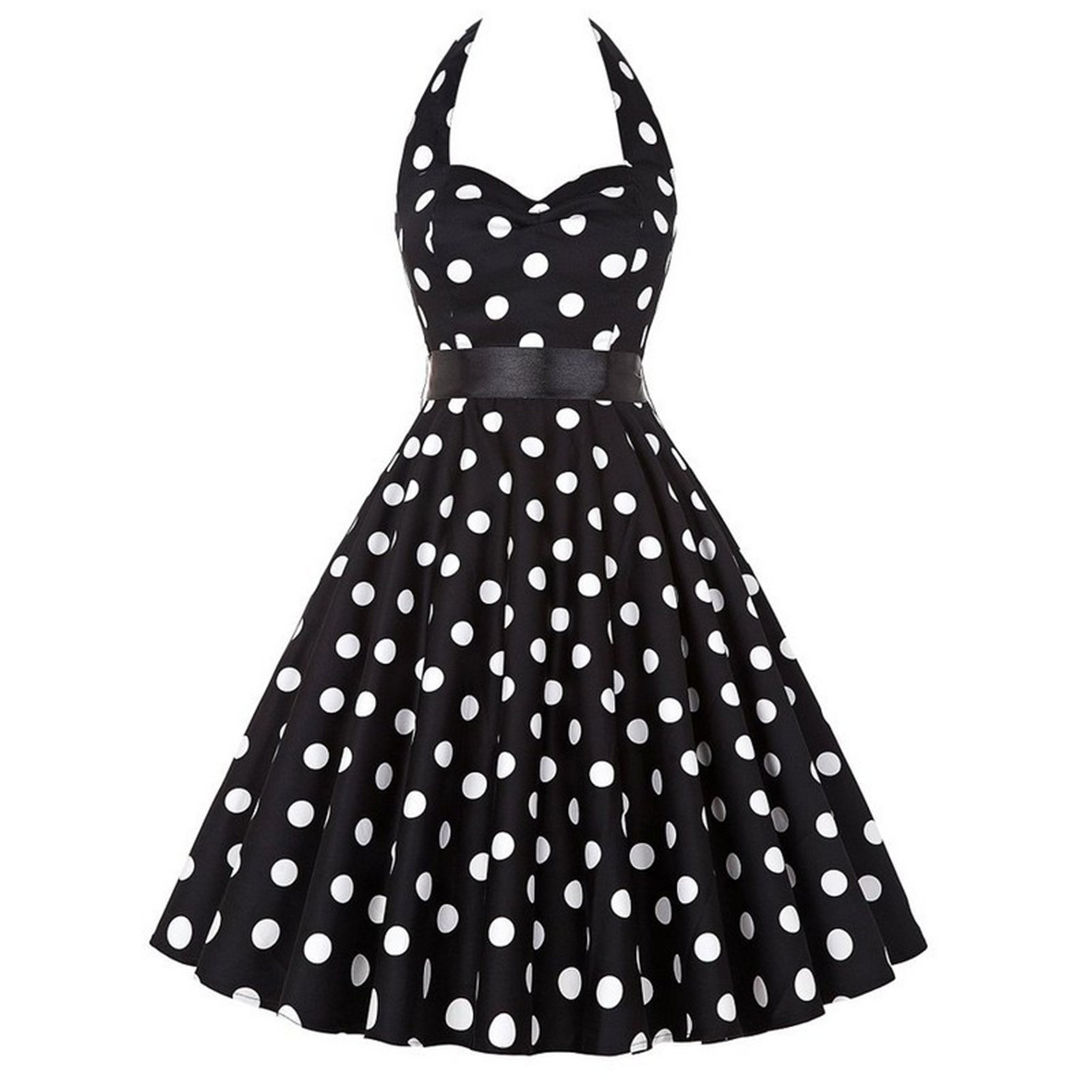 Hfyihgf Womens Vintage Halter Dress Polka Dot Print Rockabilly Dresses ...