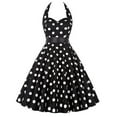 thumbnail image 1 of Hfyihgf Womens Vintage Halter Dress Polka Dot Print Rockabilly Dresses 50's 60's Cocktail Homecoming Party Tea Dress(Black,XL), 1 of 5