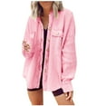 thumbnail image 1 of Hfyihgf Womens Waffle Knit Shirt Jacket Oversized Button Down Shacket Batwing Sleeve Tops with Pockets Pink S, 1 of 4