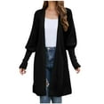 thumbnail image 1 of Hfyihgf Womens Wrap Tie Waist Cardigan Sweater Lightweight Oversized Lantern Long Sleeve V Neck Open Front Knitted Coat Outwear(Black,M), 1 of 5