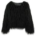 thumbnail image 1 of Hfyihgf Womens Yk2 Pullover Sweaters Long Sleeve Fall Winter Clothes Warm Shaggy Faux Fur Fringe Plus Size Cropped Tops Outwear Black L, 1 of 4