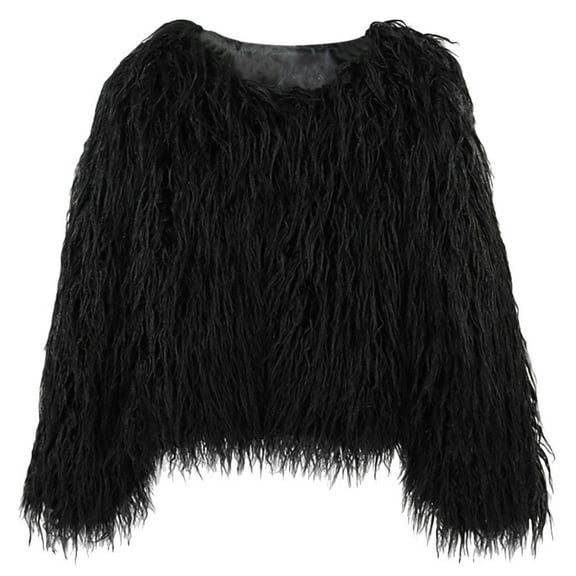 Hfyihgf Womens Yk2 Pullover Sweaters Long Sleeve Fall Winter Clothes Warm Shaggy Faux Fur Fringe Plus Size Cropped Tops Outwear Black XXL