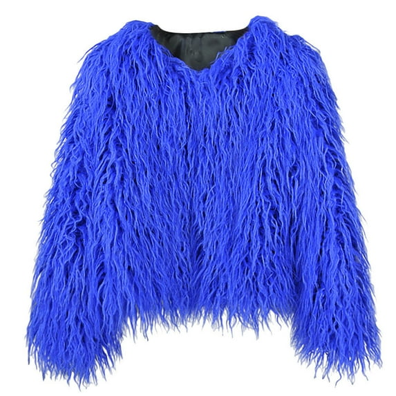 Hfyihgf Womens Yk2 Pullover Sweaters Long Sleeve Fall Winter Clothes Warm Shaggy Faux Fur Fringe Plus Size Cropped Tops Outwear Purple XXL