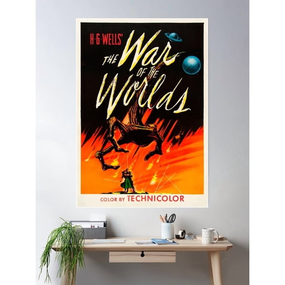 Hg Wells War Of The Worlds Science Fiction Film Noir Wall Art Poster Wall Art, Modern Wall Decor For Living Room Bedroom, 12x18 UNFRAMED