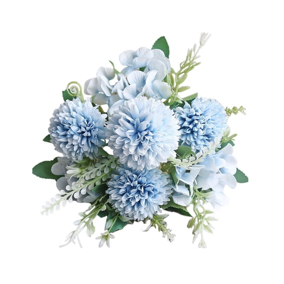 PureCasa 1 Pack Artificial Silk Hydrangea Bouquets Winter Flower Arrangements for Table Centerpieces Fake Floral Decoration for Valentines Christmas Decoration(Blue)