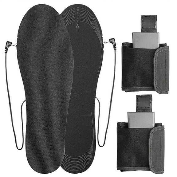 Hgallory 1 Pair Electric Heated Insole Warm Shoe Inserts Winter Foot Warmers Set with Battery Box, Cuttable Insole for Fishing Hiking Camping Outdoor Sport Unisex(11.1")
