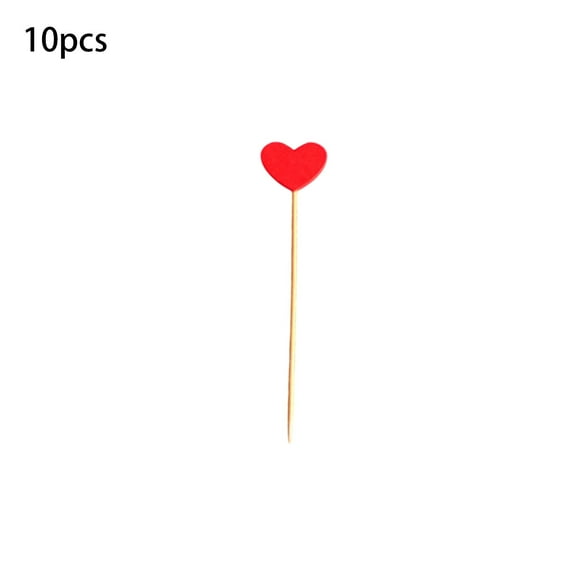 PureCasa 10 Pcs Heart Fruit Picks Kitchen Toothpicks for Appetizers Fruit Fork Suitable for Wedding Engagement, Valentine's Day Mother's Day Party Table Accessories