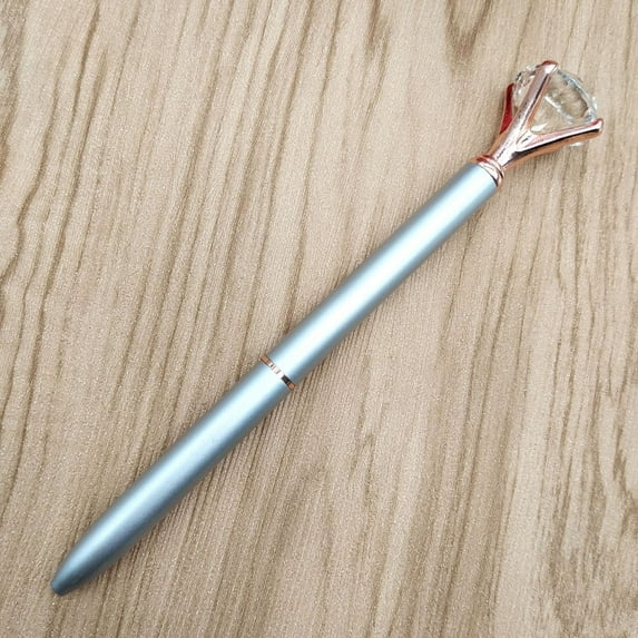 PureCasa 1PC Big Crystal Diamond Pen, Cute Aesthetic Ballpoint Pens for Office Women , Office Supplies Good Decor Rhinestones Bling Gem Pens, Frosted Silver
