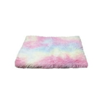 PureCasa 2-in-1 Removable Plush Dog Cat Bed for Autumn Winter, Washable Non-Slip Fluffy Pet Bed Cushion, Sleeping Pad for Small Cats Dogs, Modern Decor, Rectangle, 1 Pack, 22"x24", Multicolor