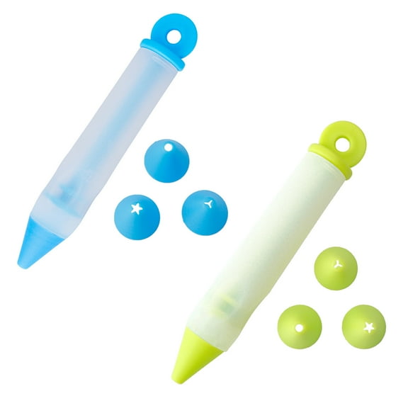 Hgallory 2PCS Dessert Decorating Pen Kit, Household Cake Decorating Pens, Baking Piping Syringe Cylinder for Cream Chocolate Cake, Pastry Piping Pen Tools for Cake Lettering Drawing, 5.7"x0.9", I