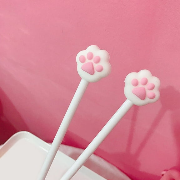 Hgallory 5PCS Cute Cat Claw Gel Ink Pen Set Aesthetic Ballpoint Gel Pens for Freshmen, Office Supplies Gel Ink Pen, White