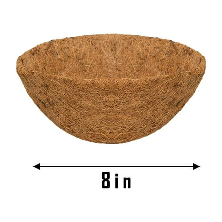 PureCasa 8"x8" Circle Coconut Fiber Plant Pots, Coir Hanging Flower Baskets Liner for Indoor Outdoor, Home & Garden Decor Flower Pots for Balcony Living Room Bedroom, 1 Pack, Brown