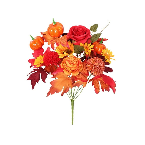 PureCasa Artificial Flowers Autumn Faux Sunflower for Fall Thanksgiving, Festival Simulation Bouquet Household Plastic Fake Flower Ornaments, Welcome Home Decorations, 1PC, B, 17"x4"x2"