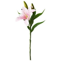Hgallory Artificial Flowers Simulated Lilies, PU Fake Flowers Single Bunch with 3 Heads, Bridal Bouquet Wedding Centerpieces Floral Arrangements Decor for Desk Table, 1PC, Beige