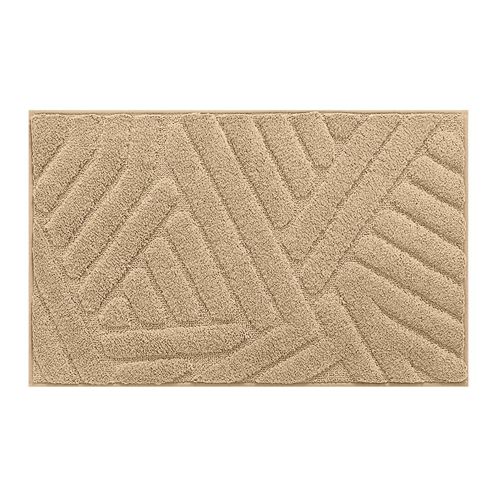 Hgallory Bathroom Polyester Water Absorbing Rugs, Non-Slip Bath Mat Entrance Floor Mat for Bathroom Kitchen Toilet, Modern Minimalist Home Decor Doormat, 20"x32", 1 Pack, Khaki, Rectangle