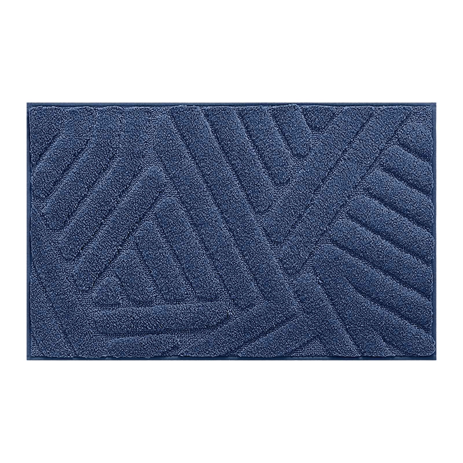 PureCasa Bathroom Polyester Water Absorbing Rugs, Non-Slip Bath Mat Entrance Floor Mat for Bathroom Kitchen Toilet, Modern Minimalist Home Decor Doormat, 20"x32", 1 Pack, Blue, Rectangle