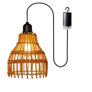 Hgallory Bohemian Rattan LED Lamp Hanging Pendent, Vintage Ceiling Lamp for Indoor Outdoor, Weather Proof Light Lanterns Christmas Gifts, 4 AA Battery (Not Included), 6.1"x5.9", 1PC, Brown